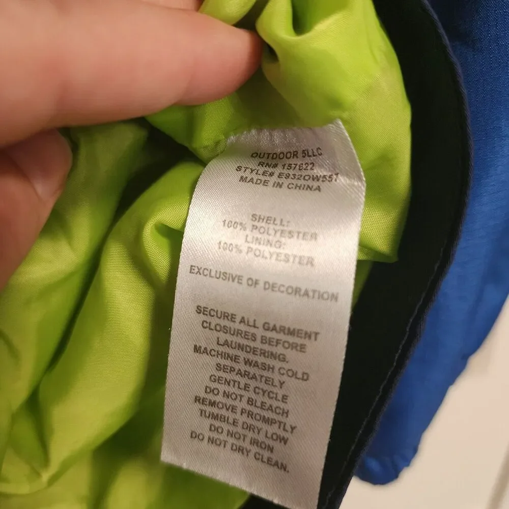 Eddie Bauer Blue & Green Rain Jacket Unisex Kids Size Medium 10/12